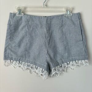 Rag & Bone Blue & White Striped Lace Trimmed Shorts Size 4